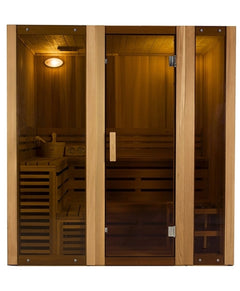 Aleko Canadian Cedar Indoor Wet Dry Steam Room Sauna  - 6 Person