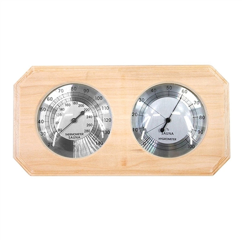 Aleko Wall-Mounted Pine Wood Thermometer and Hygrometer