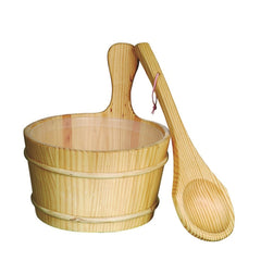 Aleko Pine Wood Sauna Bucket with Plastic Liner and Water Scoop