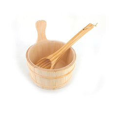 Aleko Pine Wood Sauna Bucket with Plastic Liner and Water Scoop