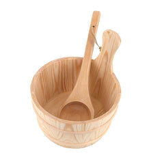 Aleko Pine Wood Sauna Bucket with Plastic Liner and Water Scoop