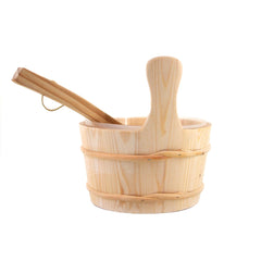 Aleko Pine Wood Sauna Bucket with Plastic Liner and Water Scoop