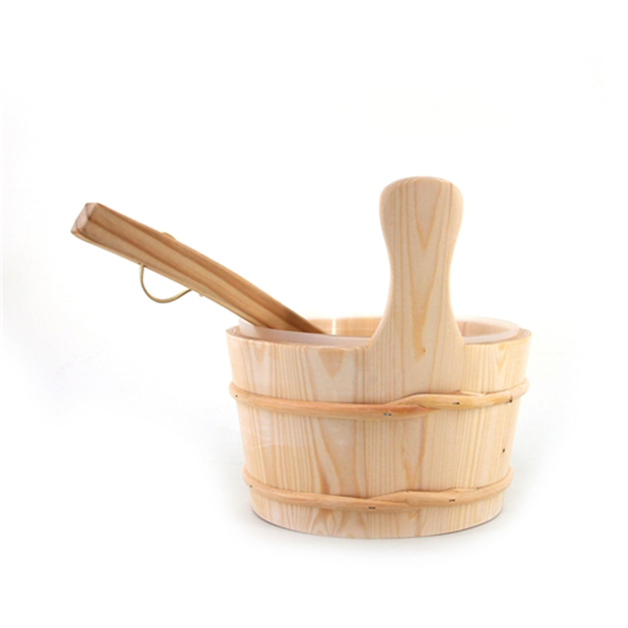 Aleko Aspine Wood Sauna Bucket with Plastic Liner and Water Scoop