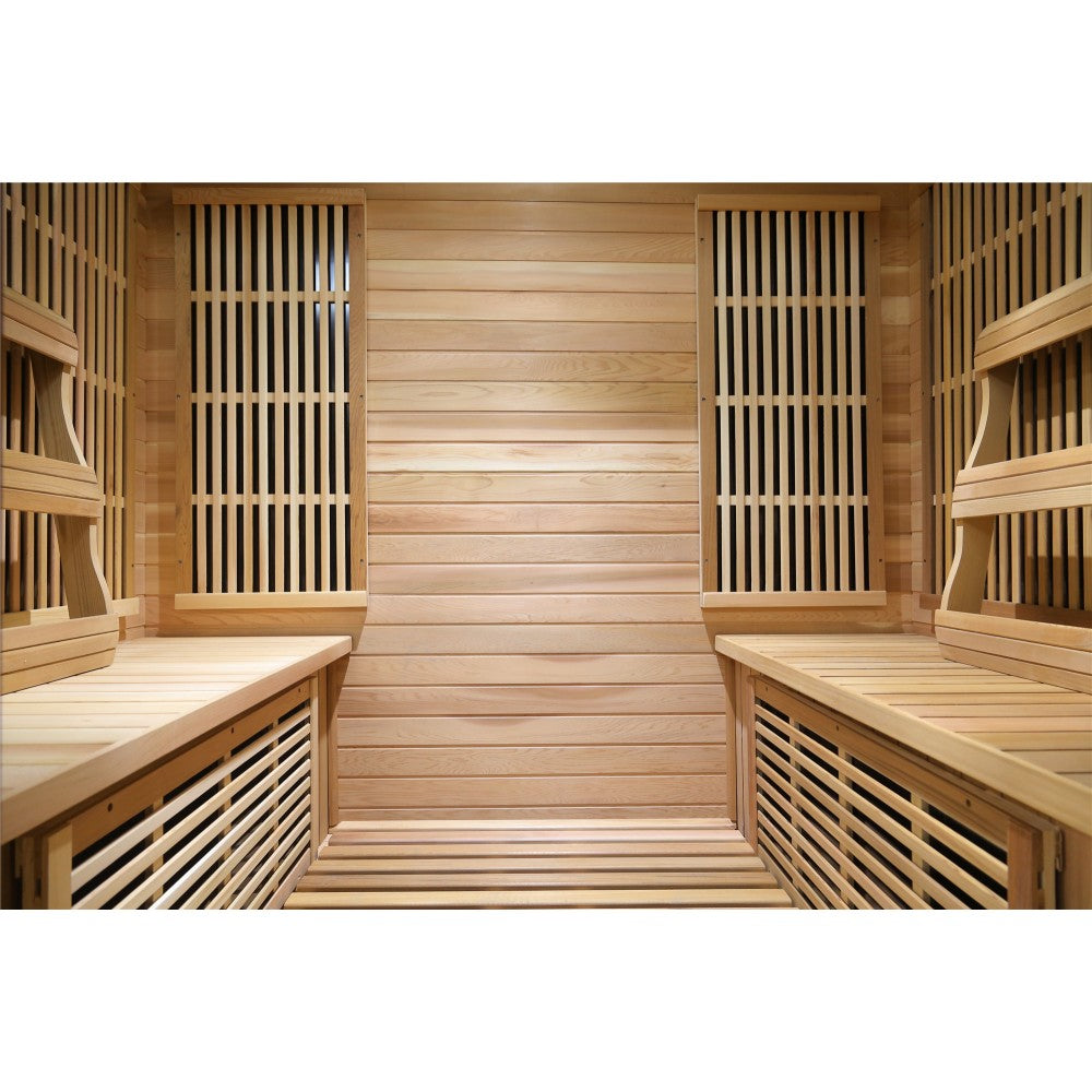Sunray Roslyn 4 Person Cedar Sauna w/Carbon Heaters/Side Bench Seating -HL400KS