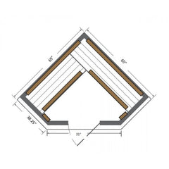 Sunray Bristol Bay 4 Person Corner Cedar Sauna w/Carbon Heaters -HL400KC