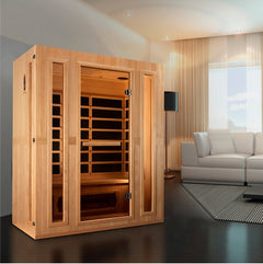 Golden Designs Maxxus Trinity Dual Tech 3 person Low EMF FAR Infrared Sauna Canadian Hemlock