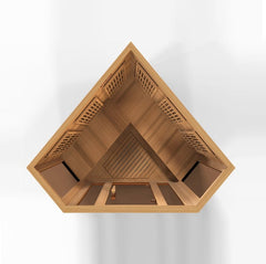 Golden Designs Maxxus "Chaumont Edition" 3 Person Corner Near Zero EMF FAR Infrared Sauna - Canadian Red Cedar