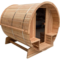 Aleko Outdoor Rustic Cedar Barrel Steam Sauna - 4 Person