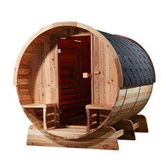 Aleko Outdoor Rustic Cedar Barrel Steam Sauna - 6 Person