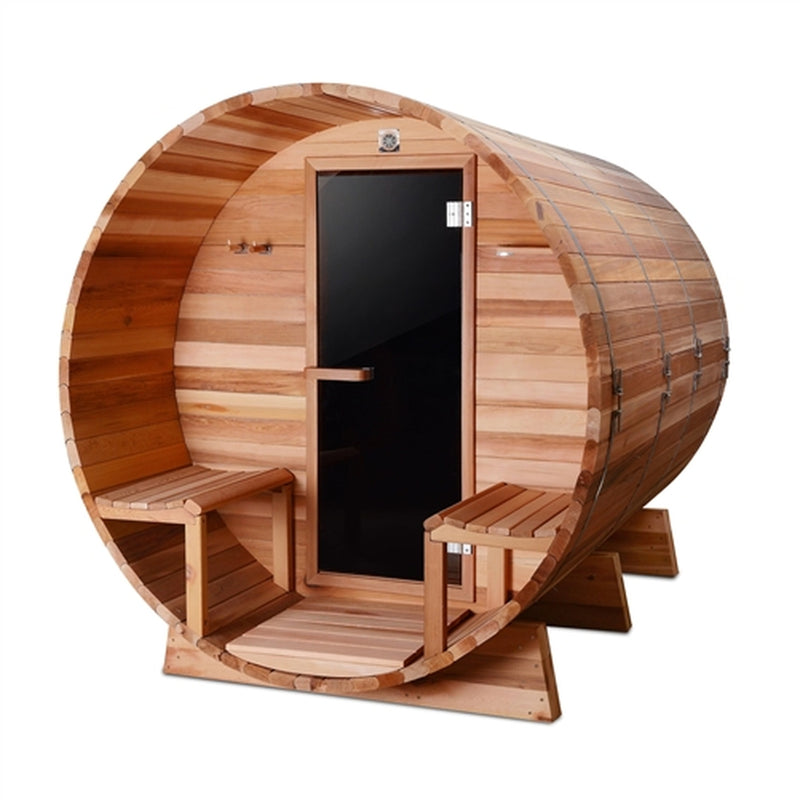 Aleko Outdoor or Indoor Western Red Cedar Wet Dry Barrel Sauna - 8 Person