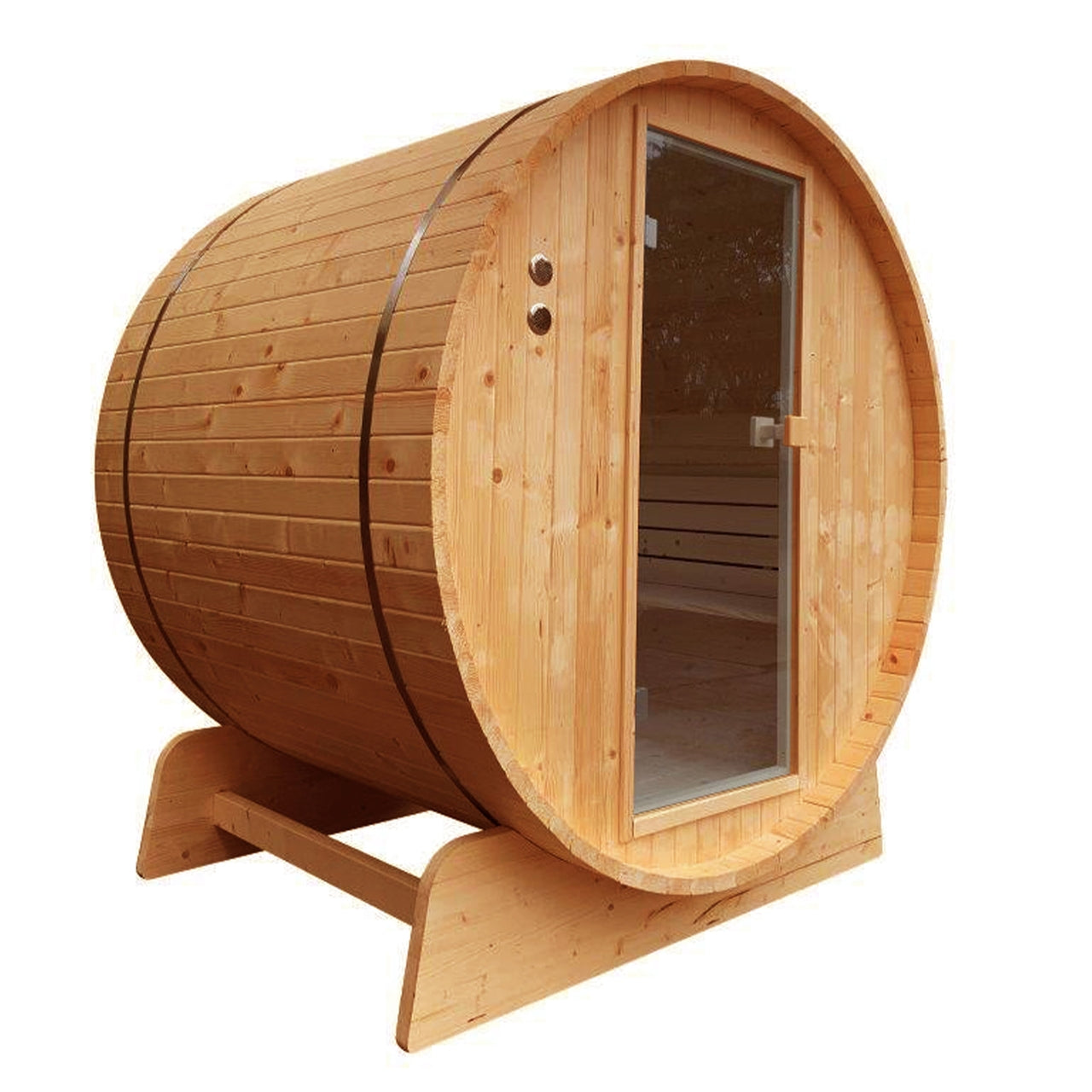 Aleko Outdoor Rustic Cedar Barrel Steam Sauna with Bitumen Shingle Roofing - 8 Person