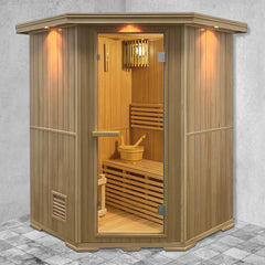 Aleko Canadian Hemlock Wet Dry Indoor Sauna - 3 Person
