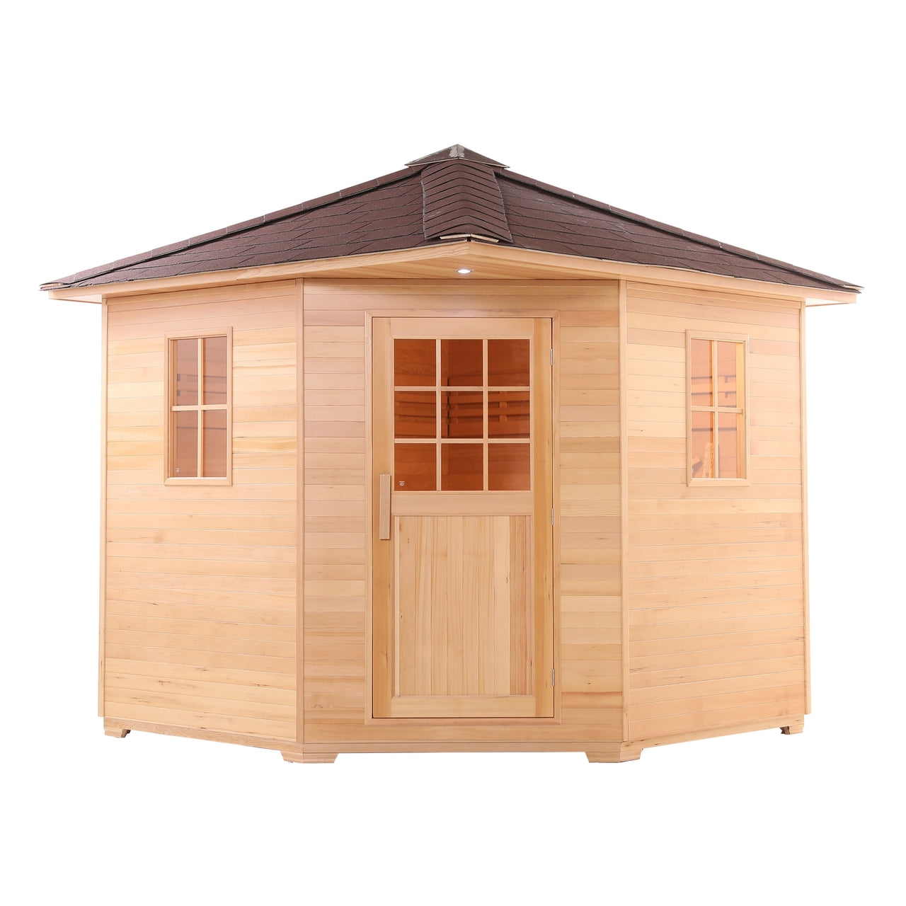 Aleko Canadian Hemlock Wet Dry Outdoor Sauna with Asphalt Roof - 5 Person