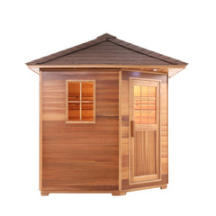 Aleko Canadian Cedar Wet Dry Outdoor Sauna with Asphalt Roof - 5 Person