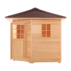 Aleko Canadian Hemlock Wet Dry Outdoor Sauna with Asphalt Roof -8 Person