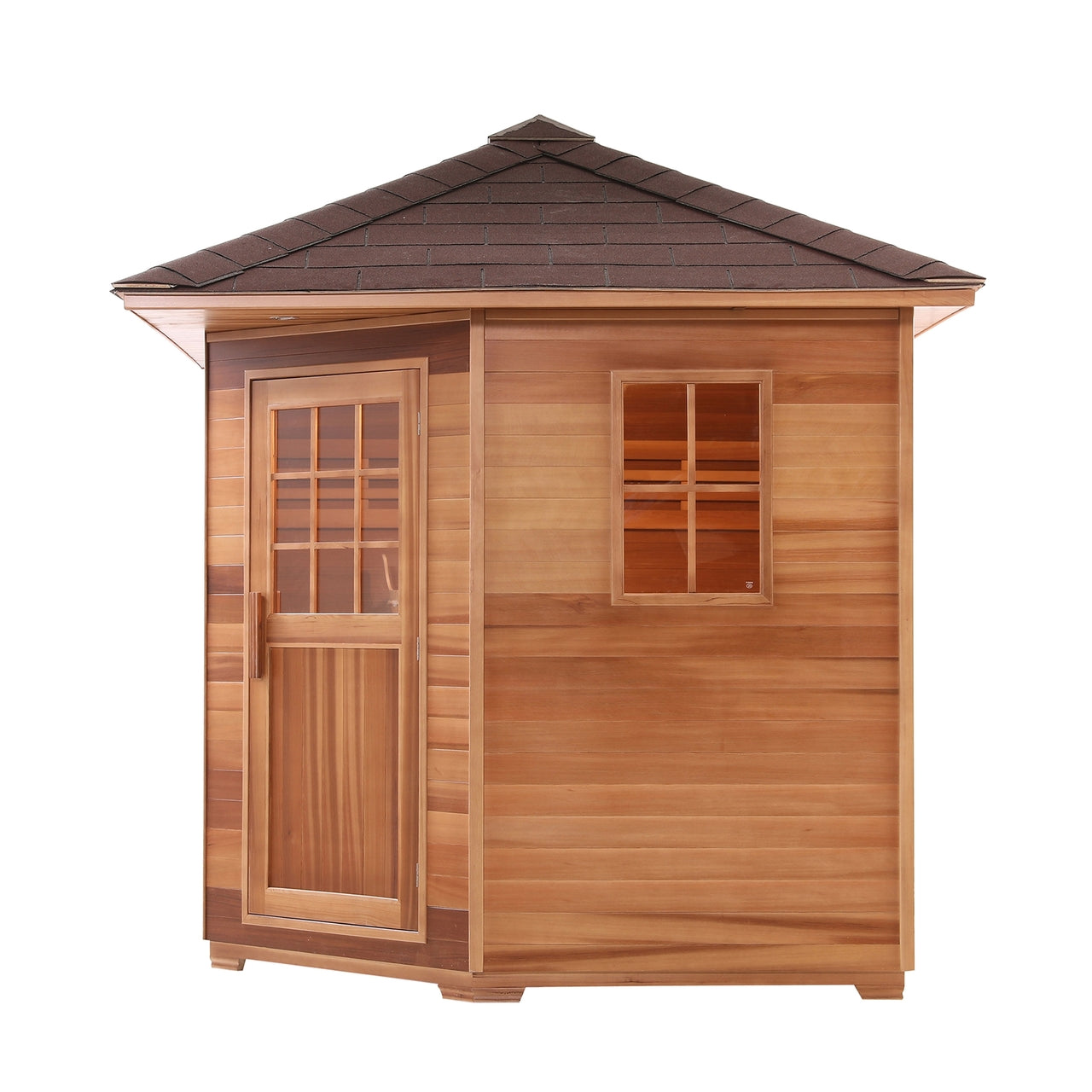 Aleko Canadian Cedar Wet Dry Outdoor Sauna with Asphalt Roof  - 8 Person