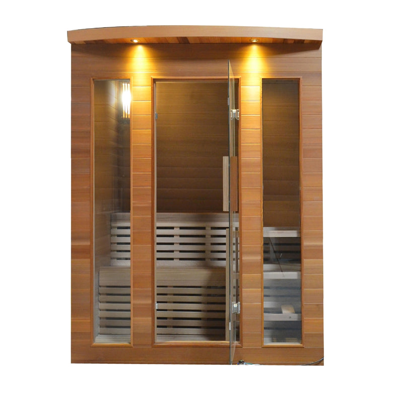 Aleko Clear Cedar Indoor Wet Dry Sauna with Exterior Lights - 4 Person