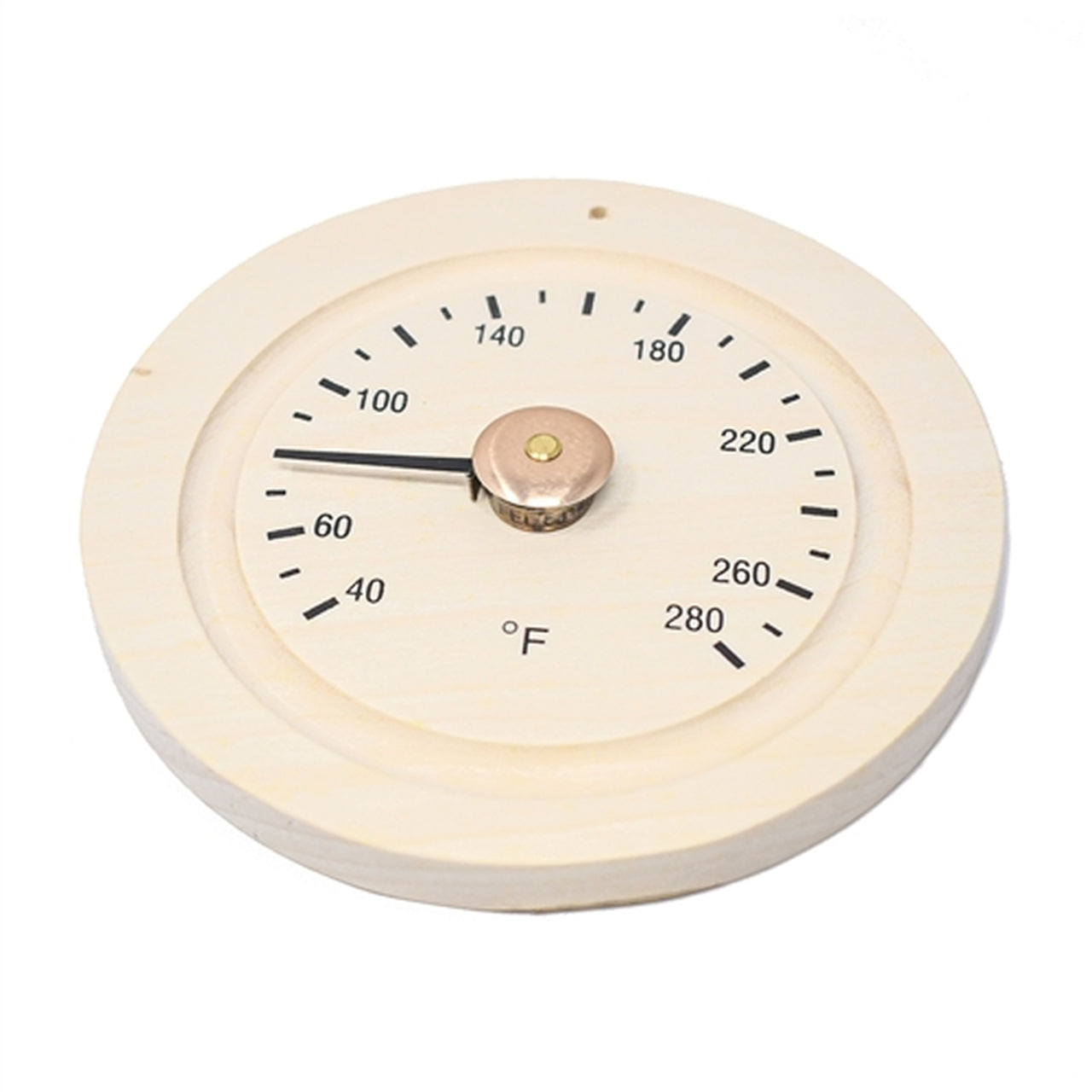 Aleko Round Pine Wood Sauna Thermometer Gage in Fahrenheit