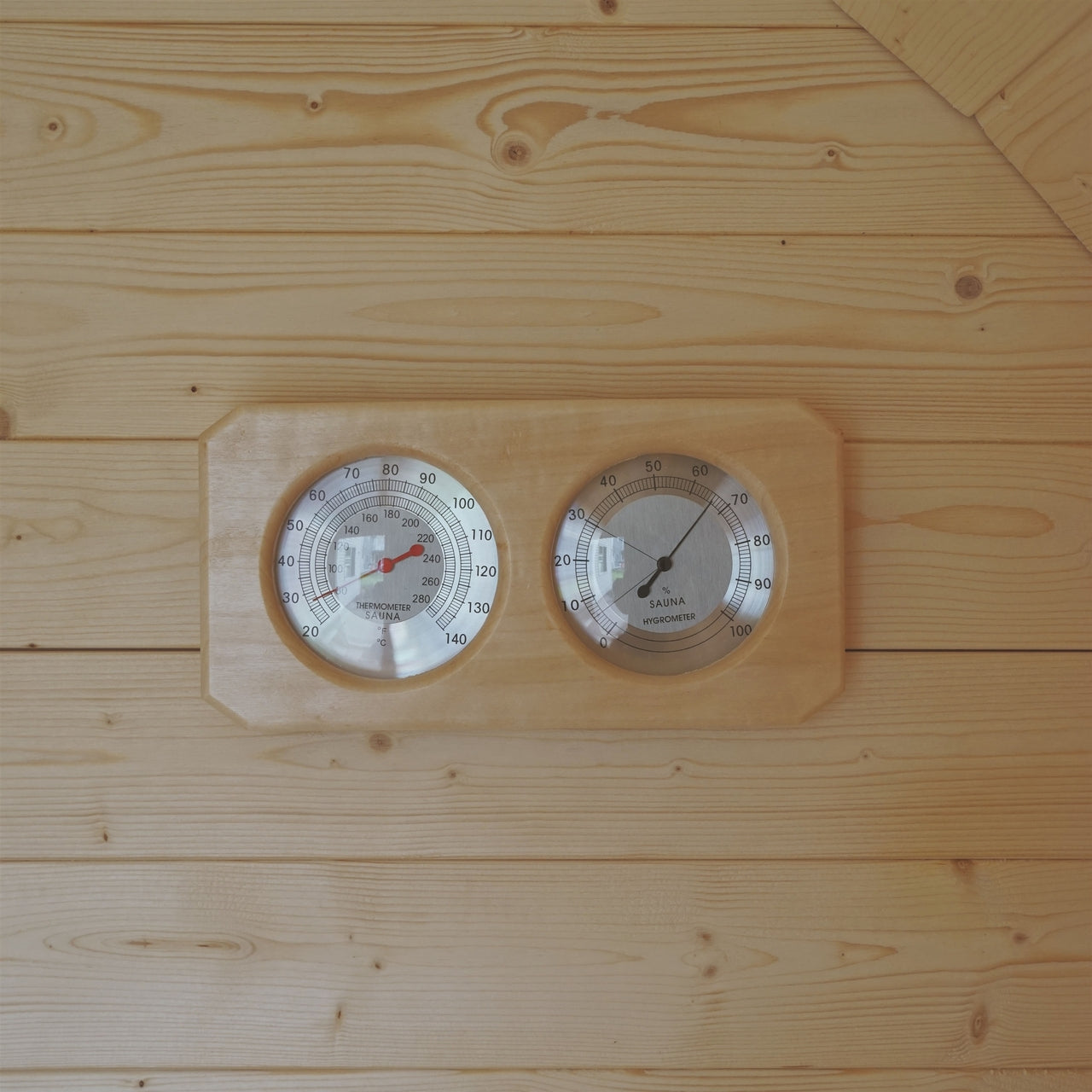 Aleko Wall-Mounted Pine Wood Thermometer and Hygrometer