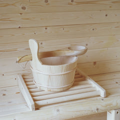 Aleko Aspine Wood Sauna Bucket with Plastic Liner and Water Scoop