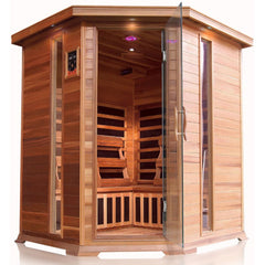 Sunray Bristol Bay 4 Person Corner Cedar Sauna w/Carbon Heaters -HL400KC